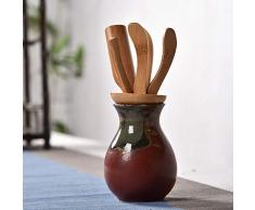 GBCJ Tee-Set Zubehör Tee-Set Teezeremonie Sechs Herren-Set Kung-Fu-Tee-Set-Zubehör Tee-Tablett-Zubehör Dekoration-Lila Goldrot Bambus-Vase Teezeremonie Teezeremonie Zubehör