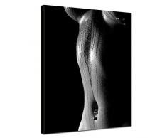 Bilderdepot24 Kunstdruck - Frau Erotik - schwarz weiß - Bild auf Leinwand - 50 x 60 cm - Leinwandbilder - Bilder als Leinwanddruck - Wandbild Akt & Erotik - erotischer Frauenkörper - schwarz weiß