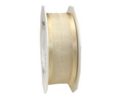 PrÃ¤sent 40 mm 25 m Marseille - Organzaband mit SatinrÃ¤ndern, mit Draht, Creme