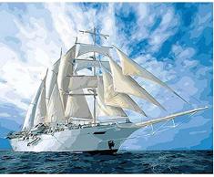 JFZJFZ DIY Gemälde nach Zahlen Leinwand Ölgemälde Maritime Geschenk für Erwachsene Kinder Home House Decor Kit 40 * 50cm （Ohne Rahmen）
