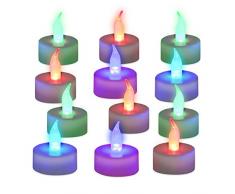 Relaxdays 12er Set LED Teelichter Farbwechsel, flammenlose Deko, Batteriebetrieben, elektronische Stimmungslichter, bunt