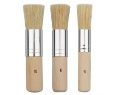 Sinblue 3 Stück Schablonierpinsel Holz Schablone Pinsel Naturborsten Pinsel Perfekt für Acryl, Öl Gemälde, Aquarell Malerei, Schablone Project, Karte Machen und DIY Art Crafts