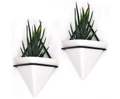 Dreieckiger hängender Pflanzgefäß, geometrisch, zum Aufhängen, Terrarium, Pflanzen, Wandvase, Sukkulenten-Übertopf, Wand-Übertopf, Innendekoration ... 2 Set of Black