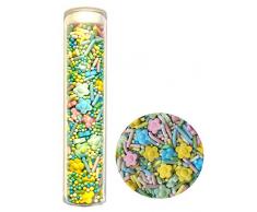 Streudeko, Streudekoration, Zuckerstreusel für Muffins, Cupcakes oder Tortendekoration - Motiv Frühling - Blumen (Blümchen), Zuckerstreusel und Zuckerperlen