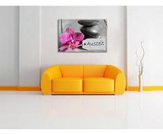 Orchidee mit Zen Steinen schwarz/weiß Format: 60x40 auf Leinwand, XXL riesige Bilder fertig gerahmt mit Keilrahmen, Kunstdruck auf Wandbild mit Rahmen, günstiger als Gemälde oder Ölbild, kein Poster oder Plakat