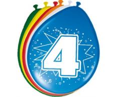 8 LUFTBALLONS FÜR DEN 4.GEBURTSTAG bunt gemischt