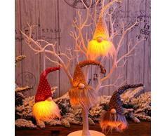 goodjinHH 4er Weihnachten Deko Wichtel mit LED 20 cm Hoch, Schwedischen Weihnachtsmann Santa Tomte Gnom, Skandinavischer Zwerg Geschenke für Kinder Familie Weihnachten Freunde (Mehrfarbig)