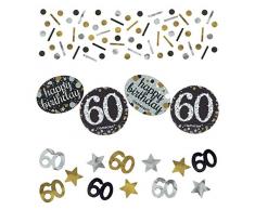 Miss Lovely Geburtstags-Konfetti Party-Konfetti 60. Geburtstag Streu-Deko metallic Silber & Gold Tisch-Dekoration runder 60. Geburtstag Geburtstagsfeier Frau & Mann 1 Beutel = 34 Gramm