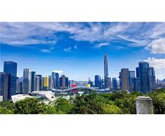 GLLCYL Paint by Numbers Wandbild Küche Modern, Kunstdruck Poster, Bilder Auf Leinwand Grüne Stadt - Holzrahmen