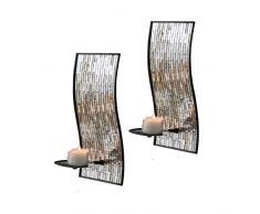 Whole Housewares Deko-Wandkerzenleuchter aus Metall, Mosaikglas, 2er-Pack braun