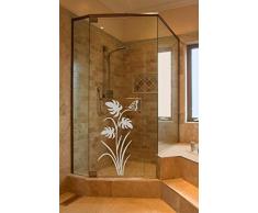rs-interhandel Aufkleber Sichtschutz Floral Dusche GD112 Duschwand Glasdekorfolie wasserfest Sandstrahloptik Duschkabine Glasdekofolie