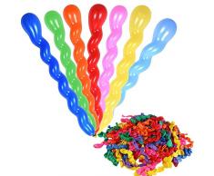 REYOK Spiral Long Balloons Modellierung Ballons, 200pcs Luftballons Bunt Magic Modellierballons mit 1 Ballonpump für Feiern Geburtstage Clowns Veranstaltungen Dekoration