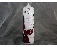 Hochzeitskerze Kerze Hochzeit Traukerze 16651, Farbe:weinrot 0346