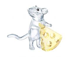 Swarovski Maus mit Käse Kristallfigur, Kristall, Transparent, Gelb, 3.2 x 3.8 x 2.3 cm