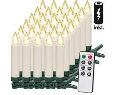 30 LED Weihnachtsbaumkerzen Kabellos Inkl. Batterien Warmweiß Fernbedienung Timerfunktion Flackern Dimmbar Kerzen