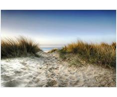 Wallario Glasbild Weg durch die Dünen zum Strand am Meer - 60 x 90 cm in Premium-Qualität: Brillante Farben, freischwebende Optik