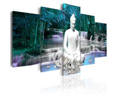 murando - Bilder 200x100 cm - Vlies Leinwandbild - 5 Teilig - Kunstdruck - modern - Wandbilder XXL - Wanddekoration - Design - Wand Bild - Abstrakt Natur Landschaft Buddha Wasserfall Baum Wald h-C-0048-b-o