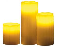Lunartec LED Kerzen Set: LED-Echtwachskerzen mit Candle-LED & Funk-Fernbedienung, 3er-Set (LED Wachskerzen mit Fernbedienung)