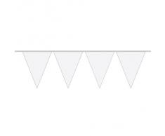 Folat Wimpelkette, Wimpelgirlande, 10 Meter, mit 15 weißen Wimpeln, Partydekoration