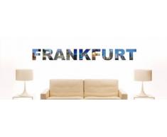 Wandtattoo farbige Wandschrift Städtename Frankfurt mit Sehenswürdigkeiten 120 x 13 cm Länge