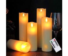 Feiyue 5-teilige Fernbedienung Warmweiße bewegliche Duftkerzen mit LED-Säule, batteriebetriebene LED-Schaukel, flammenloses Wachs, dekorative Kerzen, Fernbedienungsfunktion