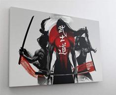 Samurai Asien Japan Leinwand Canvas Bild Wandbild Kunstdruck L1957 Größe 100 cm x 70 cm