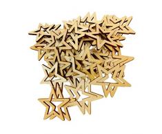 MagiDeal Unfertige Sterne Deko Holzsterne Birkenrinde Stern Basteln Holzverzierungen - Natürliche Farbe, 30mm 50pcs