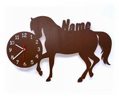Wand Uhr Pferd Pferde Sachen mit Name Deko Zubehör Geschenk Mädchen Kinderzimmer Lernuhr Einschulung