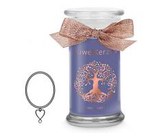 JuwelKerze Schmuckkerze Juwelzauber große lilane Duftkerze mit echtem Silber Schmuck (Kette) - Kerze mit Schmucküberraschung als Geschenk für sie
