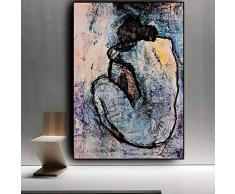 zhuziji DIY Malen nach Zahlen Pablo Picassos Maison Rouge Blauer Akt, Ölgemälde auf der Leinwand Cuadros Wohnzimmerdekoration Malwand40x60cm(Kein Rahmen)