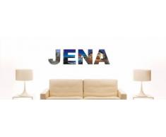 Wandtattoo farbige Wandschrift Städtename Jena mit Sehenswürdigkeiten 80 x 20 cm Länge