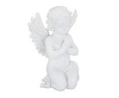 Relaxdays Grabengel, knieend & betend, anmutig, wetterfest, frostsicher, Grabschmuck, Schutzengel, Kunststein, weiß