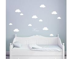 ilka parey wandtattoo welt® Wandtattoo Wandaufkleber Wandsticker Aufkleber Sticker Wolken Wolke Wölkchen mit Namen M1682 - ausgewählte Farbe: *Weiß* - ausgewählte Größe: *XL - Siehe Beschreibung*
