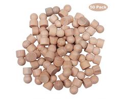 BELLE VOUS Naturbelassene Holzfiguren (50 STK) - (2,7x1,5cm) Unbehandelte, Rohlinge Spielfiguren Puppe Holzkegel Deko - Peg Dolls Holzfiguren zum Bemalen, Ornamentdekorationen und DIY Kunstprojekte