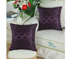 CaliTime Kissenbezüge Kissenhülle 2er-Pack Wurfkissenbezüge Schalen für Heim-Sofa-Couch Modern Glänzend & Matt Kontrast Quatrefoil Akzent Geometrisch 45cm x 45cm Deep Purple
