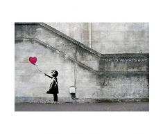 GREAT ART Fototapete – Banksy Street Art Graffiti – Wandbild Wand Dekoration Banksy Hope Balloon Girl Stencil Pop Art Gemälde Bild Wallpaper Foto-Tapete Wandtapete Poster (210 x 140 cm)