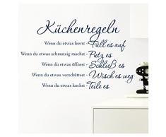 Grandora Wandtattoo Küchenregeln I dunkelblau (BxH) 58 x 36 cm I Küche Spruch Zitat Aufkleber selbstklebend ablösbar Wandaufkleber Wandsticker Sticker W957