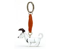 MONKIMAU 8021 Jack Russell Terrier Hund-e Schlüsselanhänger Schlüssel-markierung Deko-Figur 3d Charm-s 5cm handgefertigte Haus-tier Leder Anhänger Tier-Liebhaber Geschenk Spielzeug Ornamente Deko-ration