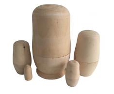 MEIERLE & Söhne Russische Puppe Rohling Matruschka Matroschka Holzmännchen Figuren Kegel aus Holz Spielfiguren Holz Bastel Kinder aus Holz zum Bemalen jeweils 5-teilig