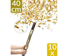 10 Konfetti Shooter Gold 40cm | Goldregen mit Extra lautem Knall | Konfettikanone mit Hoher Schussweite