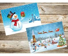 10 lustige Weihnachtskarten für Familien mit Kindern - 5 verschiedene Schneemann-Motive x 2 St, liebevoll gemalte naive Kunst