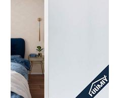 Fuumiy Fensterfolie Milchglasfolie Selbstklebend Sichtschutzfolie,Verdicken Blickdicht Anti-UV Privatsphäre Schutzfolie，Mattierte Fenster Folie Dekoration für Büro,Bad,Küche, Zuhause(Weiß,90x400cm)