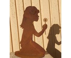 Mädchen mit Pusteblume 40 cm Kind Rost Edelrost Metall Rostfigur Metallfigur + Original Pflegeanleitung von Dekowelt