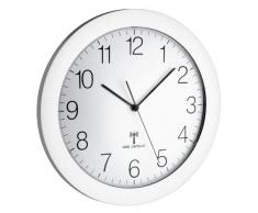 TFA Dostmann Design Funk Wanduhr, Funkuhr, groß, als Küchenuhr geeignet, geräuscharm, silber, 60.3512.02