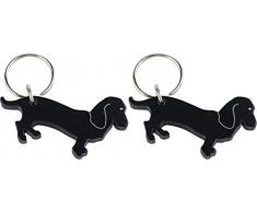 munkees 2 x Schlüsselanhänger Dackel-Anhänger Hunde-Figur Flaschenöffner, Schwarz, Doppelpack, 34528