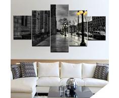 MMLFY 5 Leinwandbilder 5 Teile/Satz HD Print Street View Grau Leinwand Kunst Moderne Malerei Poster Home Dekorative Bild Feng Shui Kunst malerei