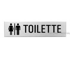 OFFORM WC-Schild l Toilettenschild l Edelstahl Türschild WC Damen-Herren l 160x40 mm l Nr.10127