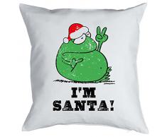 Goodman Design Kissen mit coolem weihnachtsmotiv - Im Santa - Frosch mit Mütze - Geschenk - Zierkissen für Couch und Bett