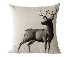 Nunubee Weihnachten Elch Hirsch Kissenbezüge 45 x 45 cm Leinen Zierkissenbezüge Dekorative Kissenbezug Dekokissen Sofakissen Lendenkissen Wurfkissenbezug Kissenhülle, Modell 12