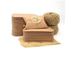 VEESUN 120 STK Klein Geschenkschachtel Kraftpapier Tüten Geschenkbox mit Danke Aufkleber, 6x9cm Braunes DIY Gastgeschenke Hochzeit , Pralinenschachtel Leer Schachtel Kinder Geburtstag Party, MEHRWEG